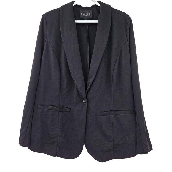Eloquii The Ultimate Stretch Blazer Jacket Black Women’s Size 14 Minimalist - Picture 1 of 10